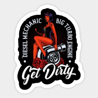 Diesel Mechanic Rockabilly Pin-Up Sticker